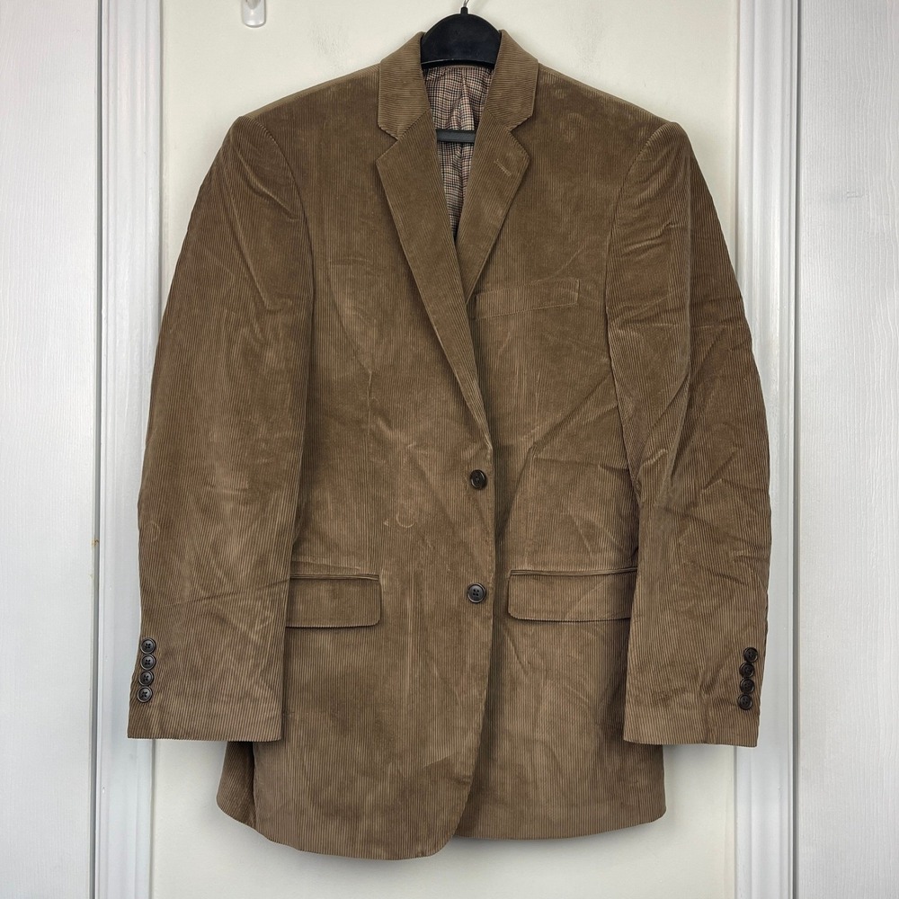 Saddlebred Corduroy Blazer 38R Cotton Sport Coat Suit Jacket Brown 2 Button - Picture 2 of 12